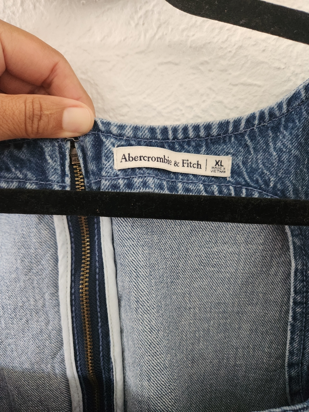 Abercrombie & Fitch Denim Square-Neck A-Line Mini Dress - Light Blue - Picture 6 of 12